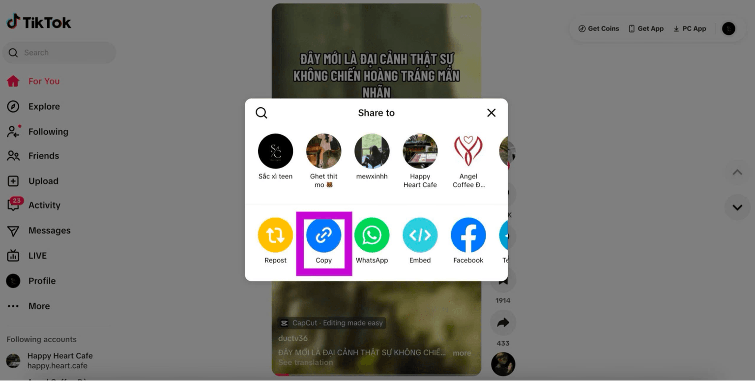 Hướng dẫn cách chia sẻ video Tiktok lên Messenger dễ dàng và nhanh chóng nhất