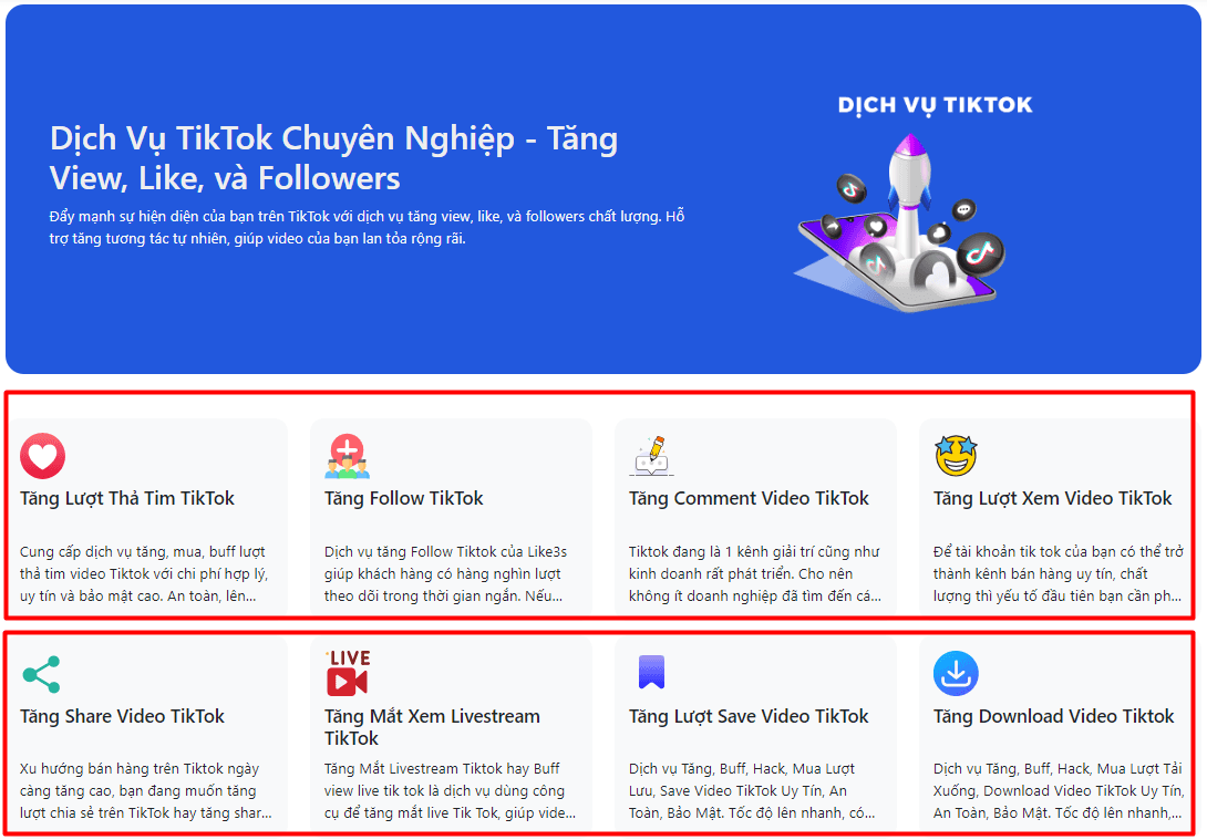 Bảng giá dịch vụ Tiktok mới nhất 2024